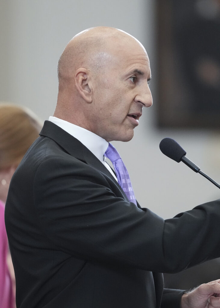 State Rep. Matt Shaheen, R-Plano, speaks on the House floor in Austin on April 17, 2025.