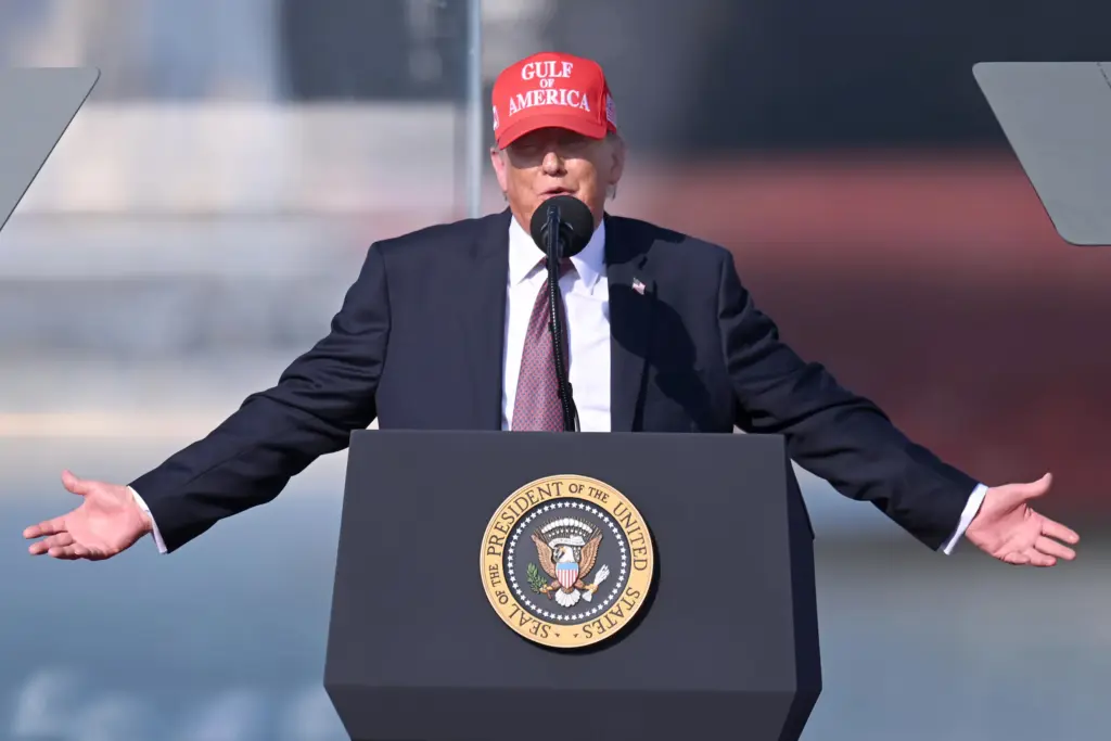 President Donald Trump speaks at the Port of Corpus Christi on Friday, February. 27, 2026.