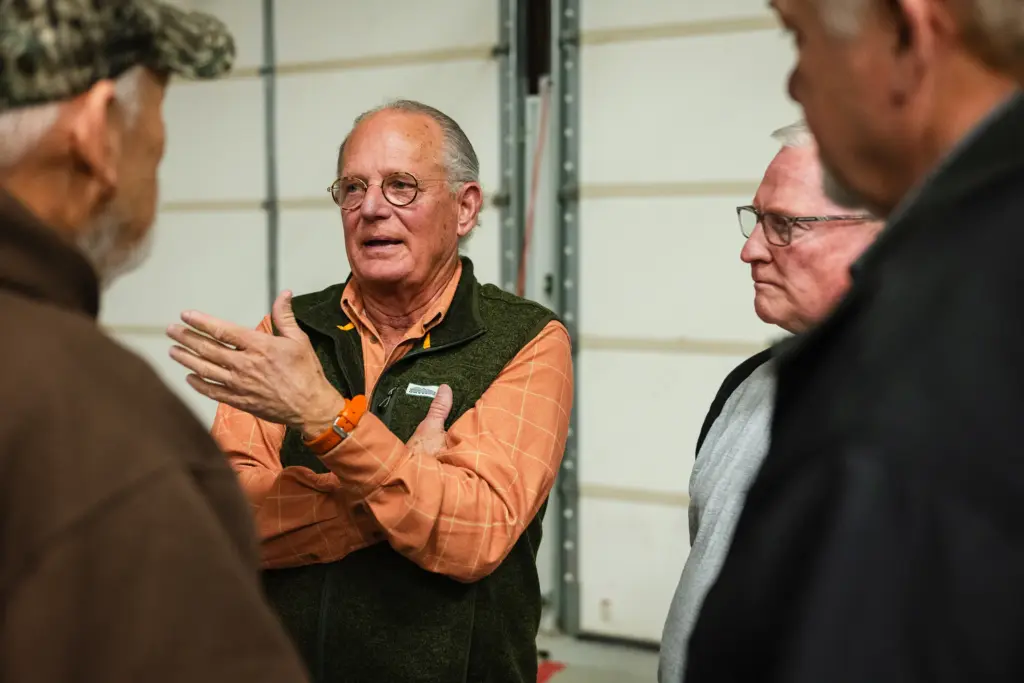 Lacy Lakeview mayor Charles Wilson answers questions from community members about the proposed Infrakey data center in Ross, Texas, on Dec. 7, 2025.