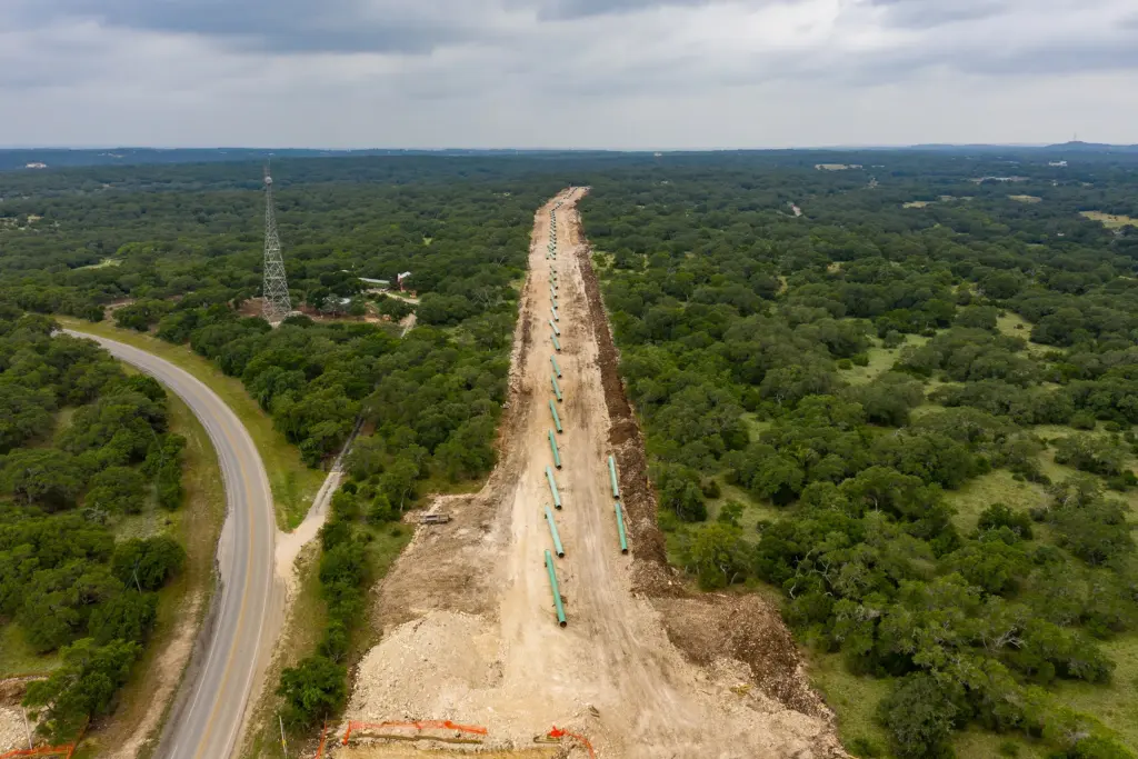 Construction on the Permian Highway Pipeline through Hays Co. in Central Texas on June 29, 2020.