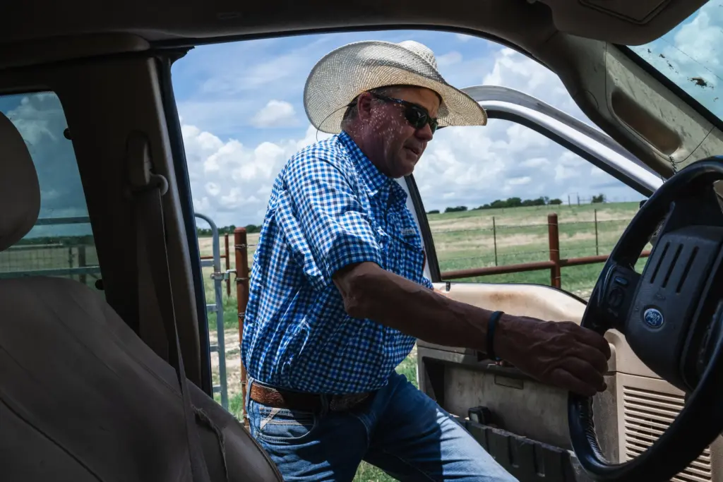Brian Uptmore on his ranch in West, Texas on June 12, 2026.
