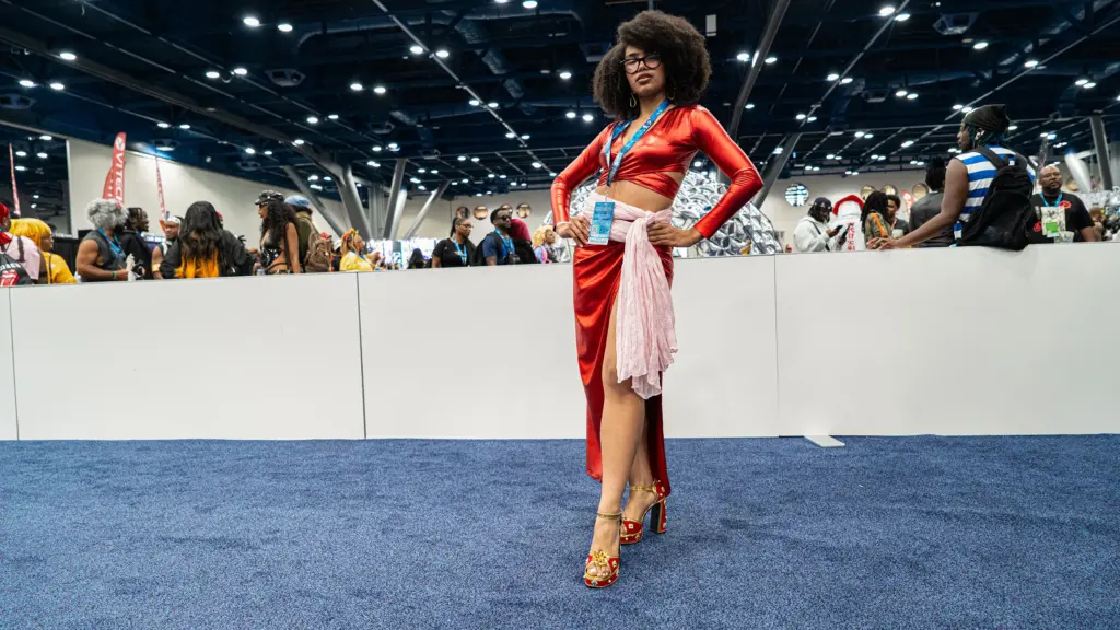 Annitalia Graff of Nashville attended her first Dream Con 2026 wearing a cosplay hand made by her mother, Frannitalia. Graff said of the three day event “It’s a beautiful, amazing community, where I don’t have to alter myself.”. Saturday, July 11, 2026, in Houston. (Douglas Sweet Jr / The Texas Tribune)
