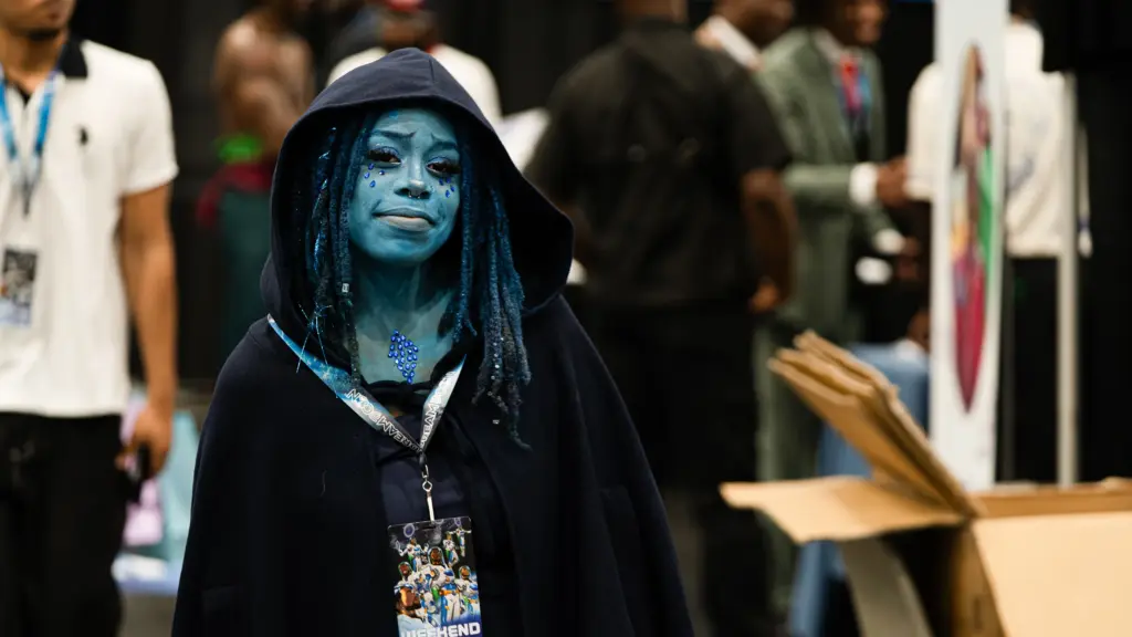 Jahhuri, cosplaying as Blue Diamond, attended Dream Con 2026 in Houston via Atlanta and said of the three day event. “It’s really cool to have something like this for people of color” . Saturday, July 11, 2026, in Houston. (Douglas Sweet Jr / The Texas Tribune)