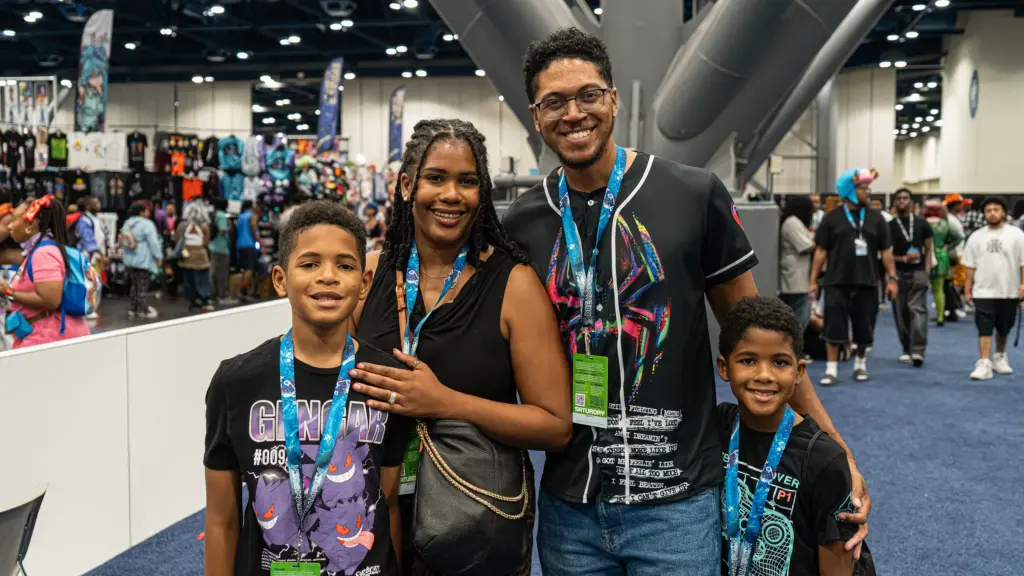 The Thibodeaux family from Houston attended Dream Con 2026 In regards to the three day event, the parents stated “ I love it ! We need more safe spaces” and “I love this for our boys !” . Saturday, July 11, 2026, in Houston. (Douglas Sweet Jr / The Texas Tribune)
