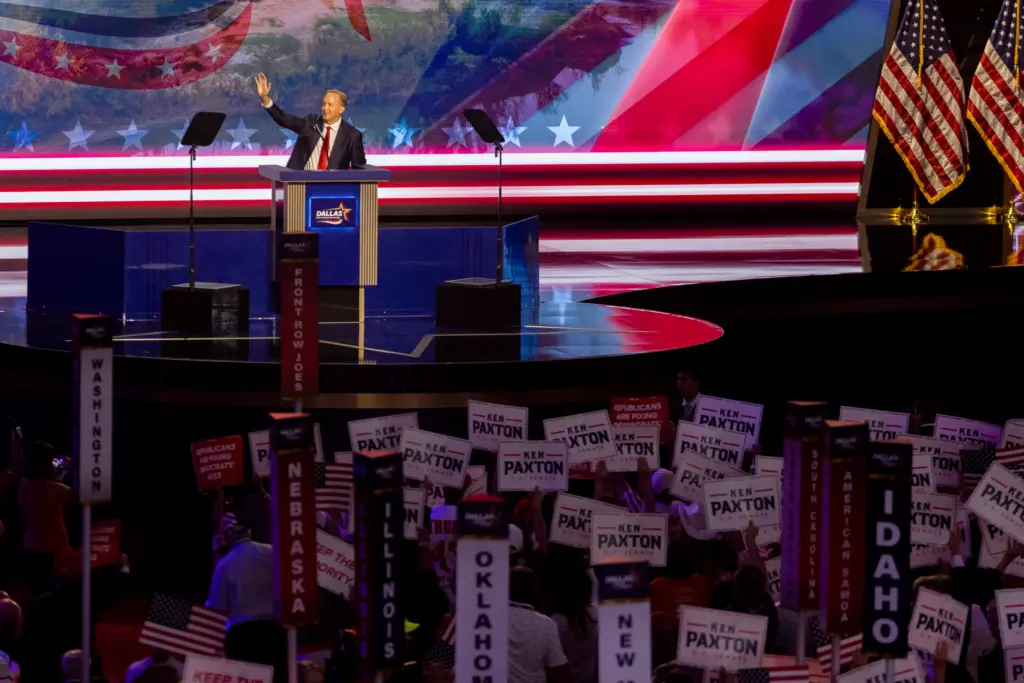Texas Attorney General and Republican nominee for U.S. Senate speaks at the 2026 Republican Convention in Dallas on Sept. 9, 2026.