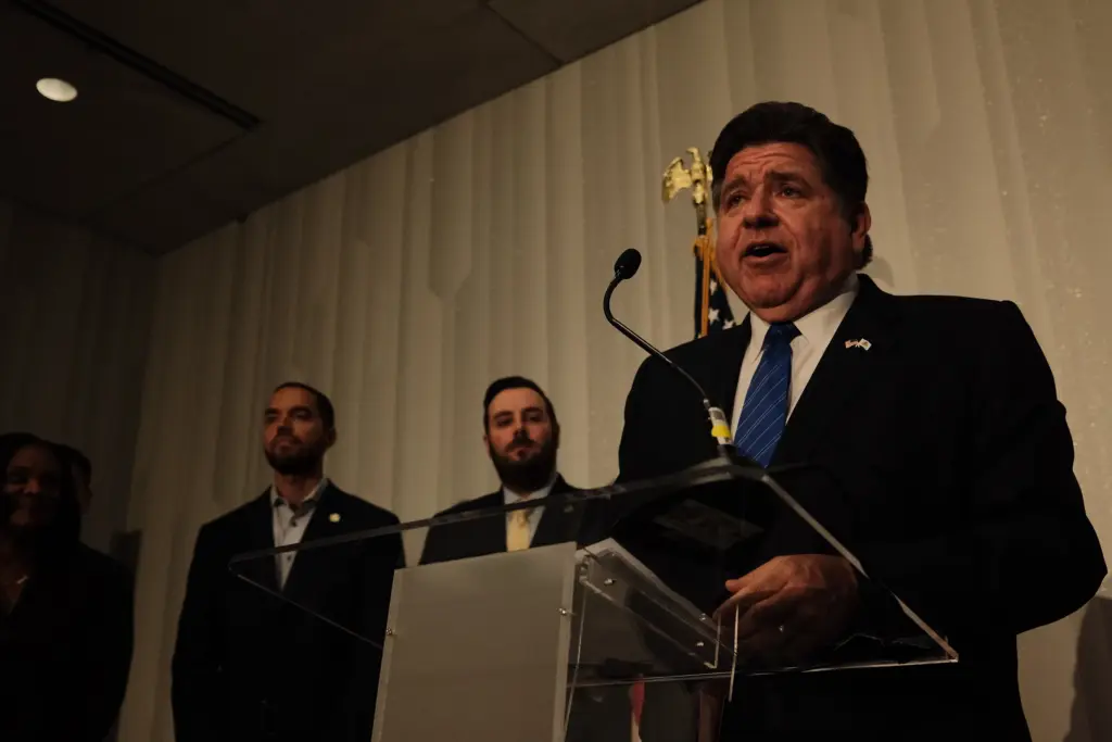 Illinois Gov. JB Pritzker speaks a press conference in Dallas as part of Democrats' counter-programming ahead of the 2026 Republican Convention in Dallas on Sep. 9, 2026.