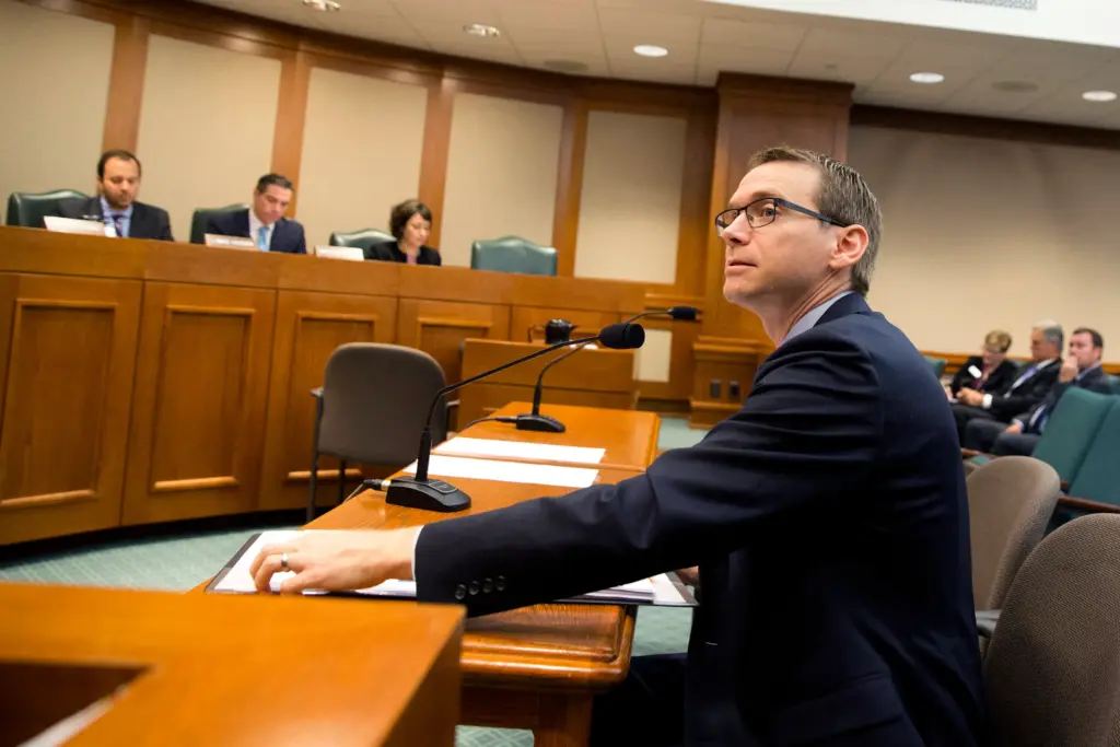 TEA Commissioner Mike Morath, testifies before the House Public Education Committee on Nov. 14, 2017